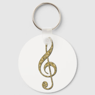 Gold Metal Treble Clef Key Ring