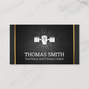 Gold Metal Trim Personal Trainer Hand Weight Business Card