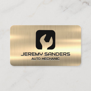 Gold Metal   Wrench Logo Business Card