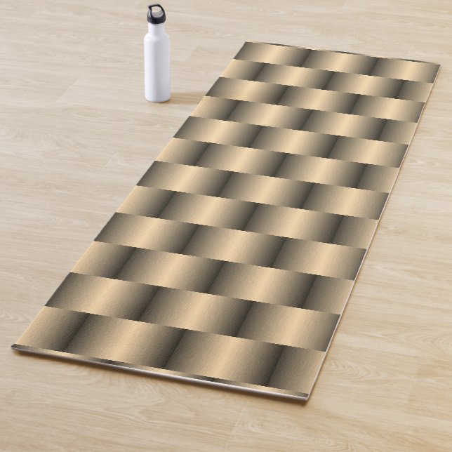 Gold Metallic Abstract Basket Weave Elegant Chic Yoga Mat (In Situ)