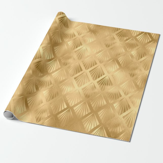Gold Metallic Abstract Elegant Modern Gift Wrapping Paper (Unrolled)
