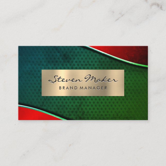 Gold Metallic and Grey | Background Mesh Business Card (Front)