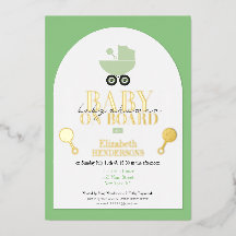 Gold Metallic Baby Shower Foil Invitation