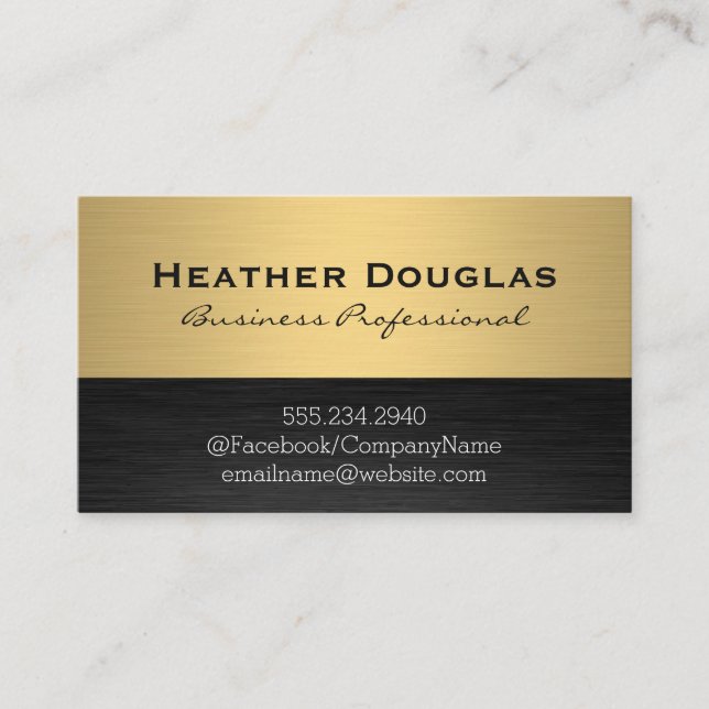Gold Metallic Black Lux Business Card (Front)