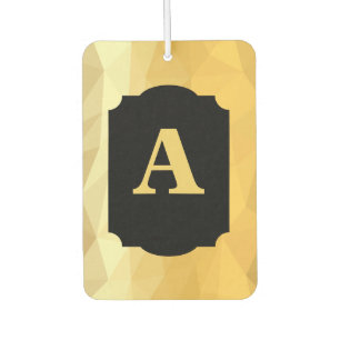 Gold metallic black personal monogram car air freshener
