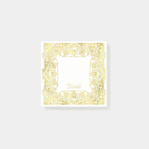 Gold metallic border vintage custom elegance post-it notes