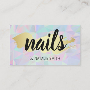 Gold Metallic Brushed   Geometric Holographic Business Card