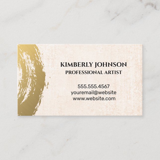 Gold Metallic brushed | Textured Background Business Card (Front)