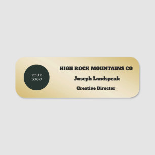 Gold Metallic Business Employee Logo Name Tag
