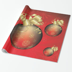 Gold Metallic Christmas Balls Decorations Wrapping Paper