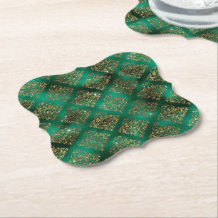 Gold Metallic Christmas Holiday Paper Coaster