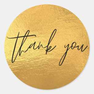 Gold Metallic Colours Thank You Classic Round Sticker