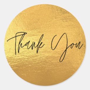 Gold Metallic Colours Thank You Classic Round Sticker