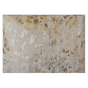 Gold Metallic Cowhide Print   Luxurious Cutting Board