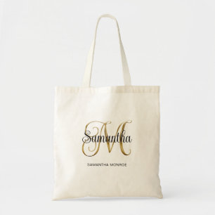 Gold Metallic Curly Signature M Monogram Tote Bag