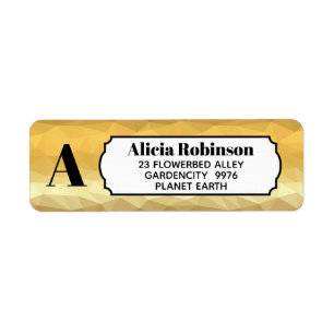 Gold metallic effect initial sticker address label