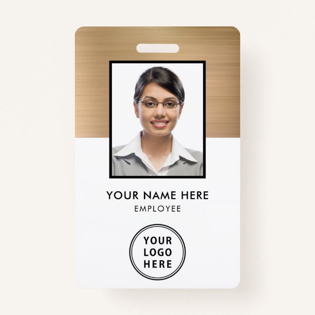 Gold Metallic Employee Photo ID Logo Badge ID Badge (Front)