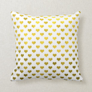 Gold Metallic Faux Foil Hearts Polka Dot Heart Cushion