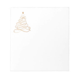 Gold Metallic Filigree Christmas Tree Minimalist Notepad