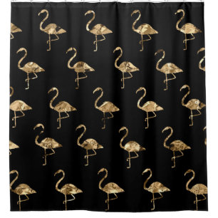 Gold Metallic Flamingo Shower Curtain
