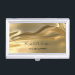 Gold metallic fluid name business card holder<br><div class="desc">Elegant,  glamourous fluid faux gold metallic background. Personalise and add your name and title.</div>