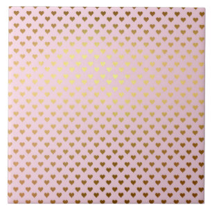 Gold Metallic Foil Heart Hearts Love Pink Modern Tile