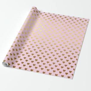 Gold Metallic Foil Heart Hearts Love Pink Modern Wrapping Paper