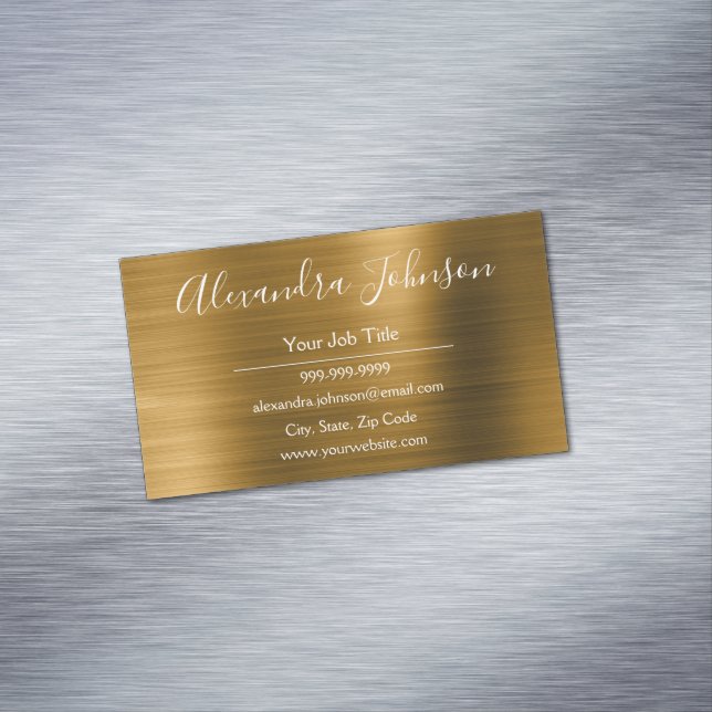 Gold Metallic Foil Modern and Elegant Magnetic Business Card (In Situ)