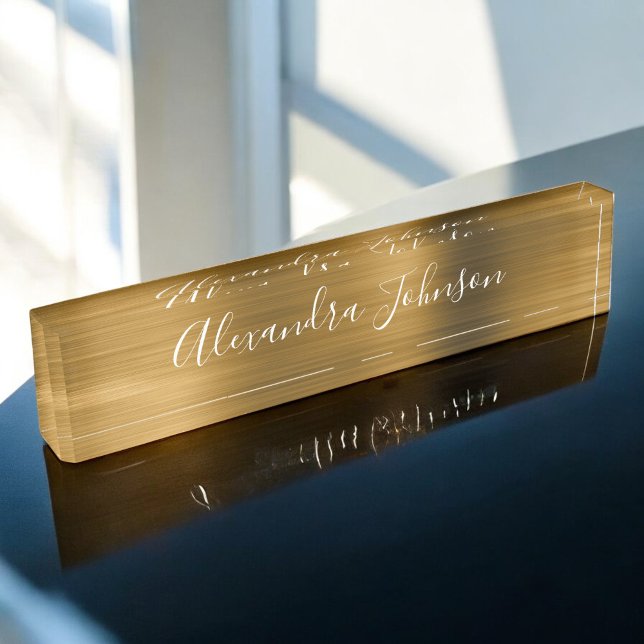 Gold Metallic Foil Modern Elegant Business Nameplate (Creator Uploaded)