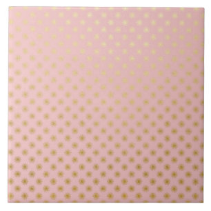 Gold Metallic Foil Polka Dots Pink Rose Modern Ceramic Tile