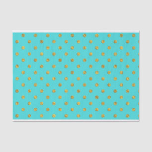 Gold Metallic Foil Polka Dots Teal Aqua Modern Tissue Paper