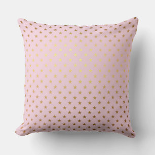 Gold Metallic Foil Star Stars Pink Rose Modern Cushion