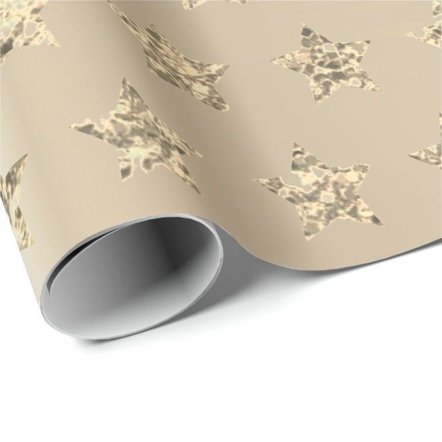 Gold Metallic Foxier Ivory Glitter VIP Stars Wrapping Paper (Roll Corner)