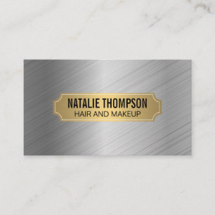 Gold Metallic Frame Silver Metal Brushed Business Card