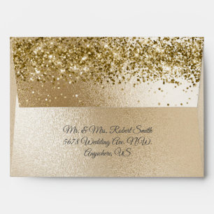 Gold Metallic Glitter Elegant Chic Wedding  Envelope
