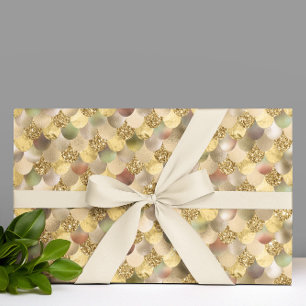 Gold Metallic Glitter Look  Mermaid Scales Wrapping Paper