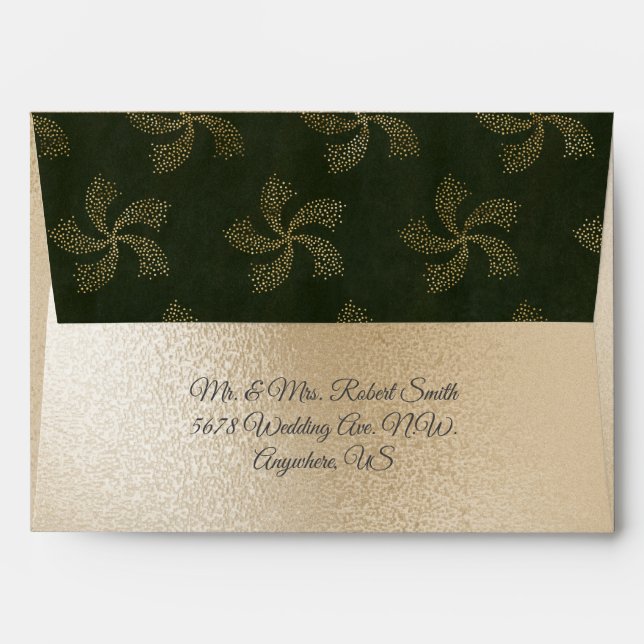 Gold Metallic Green Fairy Lights Christmas Envelope (Back (Top Flap))