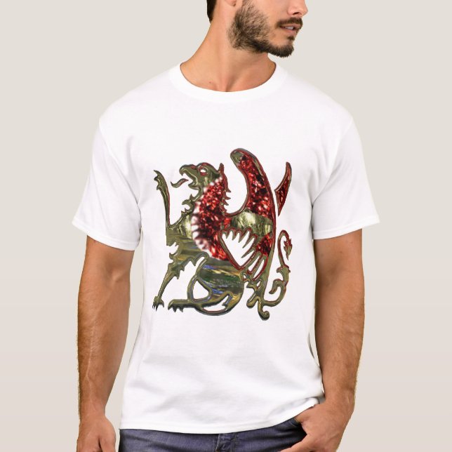 Gold Metallic Griffin Mediaeval Eagle Lion T-Shirt (Front)