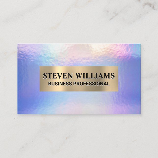 Gold Metallic | Holographic Iridescent Pastel Foil Business Card (Front)