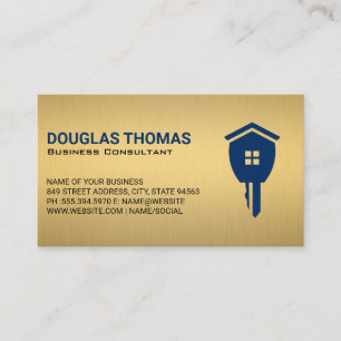 Gold Metallic   Home Real Estate Key Business Card