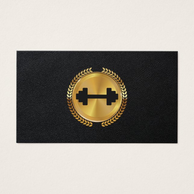 Gold Metallic Leaf Seal | Leather | Dumbbell Icon (Front)