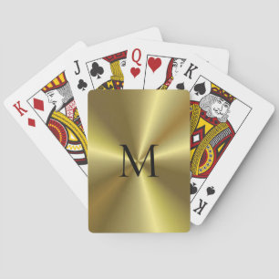 Gold Metallic Look Template Monogrammed Playing Cards