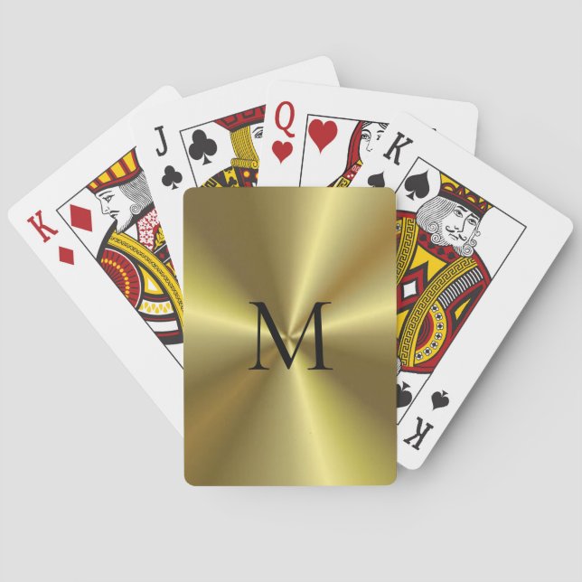 Gold Metallic Look Template Monogrammed Playing Cards (Back)