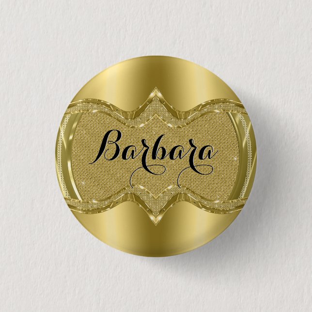 Gold Metallic Look With Diamonds Pattern 3 3 Cm Round Badge (Front)