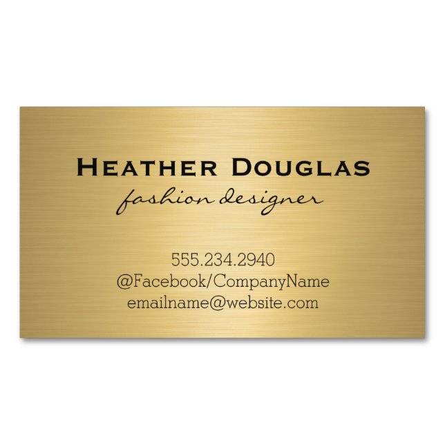 Gold Metallic Lux Magnetic Business Card (Front)