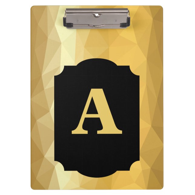Gold metallic luxury black personal monogram clipboard (Front)