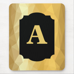 Gold metallic luxury black personal monogram mouse pad