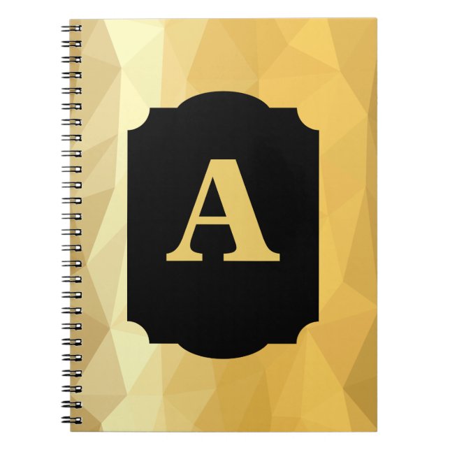 Gold metallic luxury black personal monogram  notebook (Front)