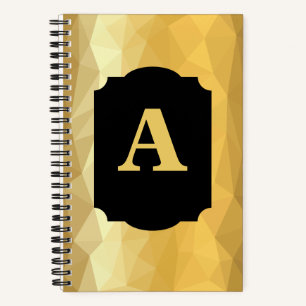 Gold metallic luxury black personal monogram notebook