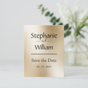 Gold Metallic Modern Chic Simple Elegant Stylish Save The Date
